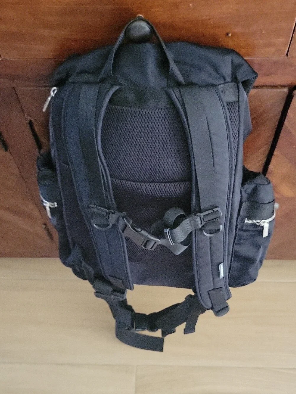 Wunderlust Lululemon Athletica Black Roll-Top Backpack  With Silver Buckles